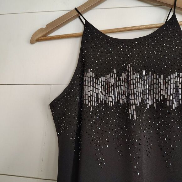 Vintage Cachet Women's Black Y2k Fairy  Beaded Formal Evening Dress Gown Size 8 - Picture 4 of 8
